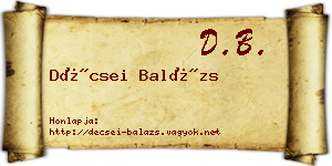 Décsei Balázs névjegykártya