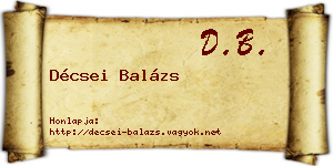 Décsei Balázs névjegykártya