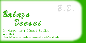 balazs decsei business card